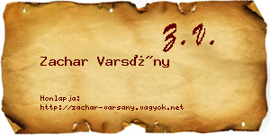 Zachar Varsány névjegykártya